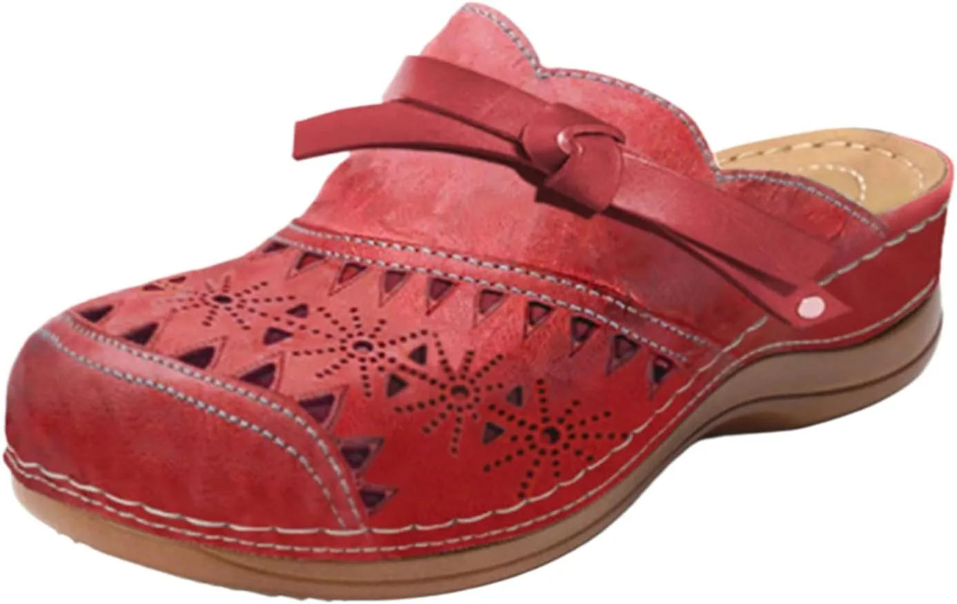 Clogs for Women 2025 Summer Comfortable Wedge Sandals Breathable Hollow Out Closed Toe Slip On Slippers Beach Arch Support Outdoor Slippers Round Platform Shoes