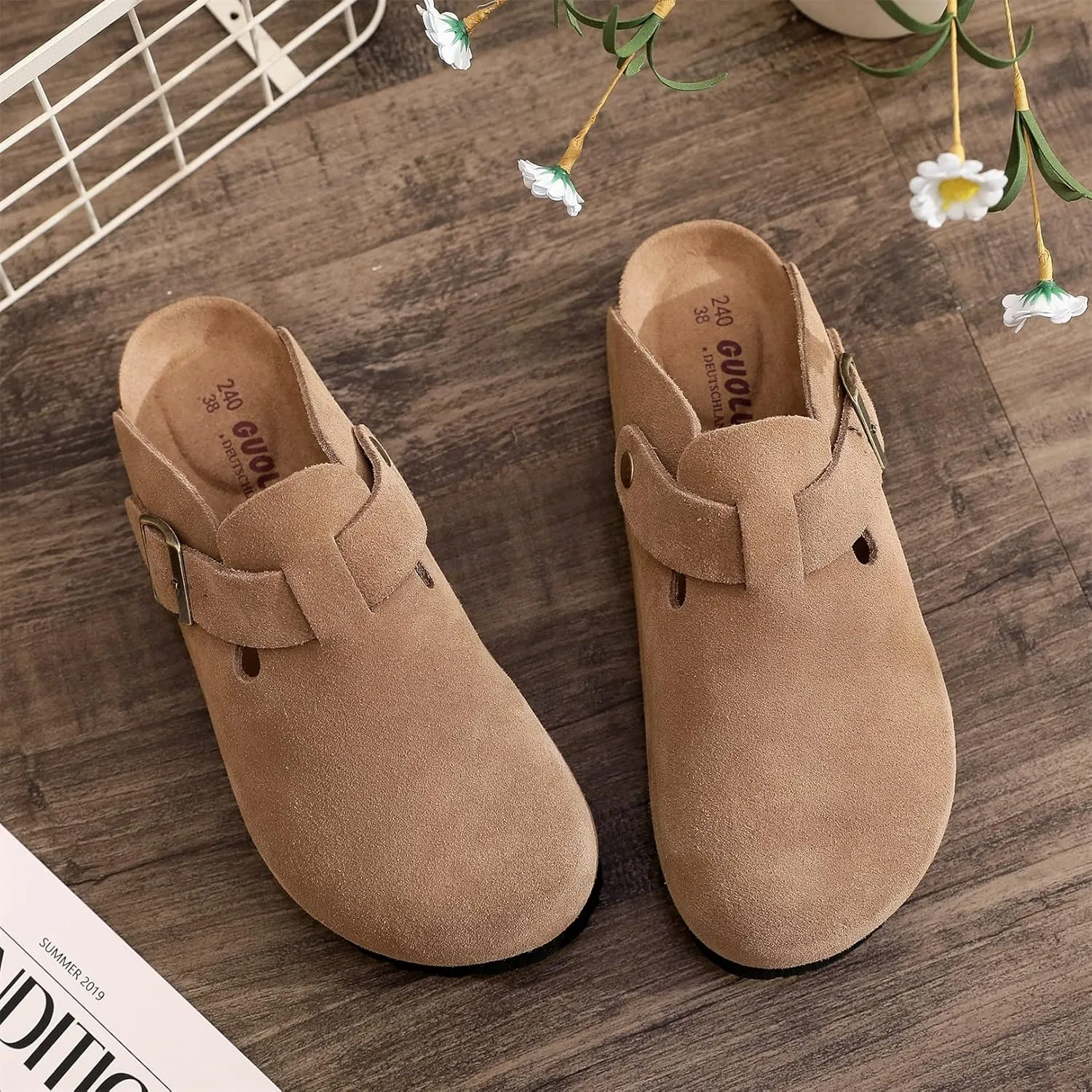 Clogs for Women and Men,Womens Suede Clogs-Mules Womens/Mens House Slipers with Arch Support