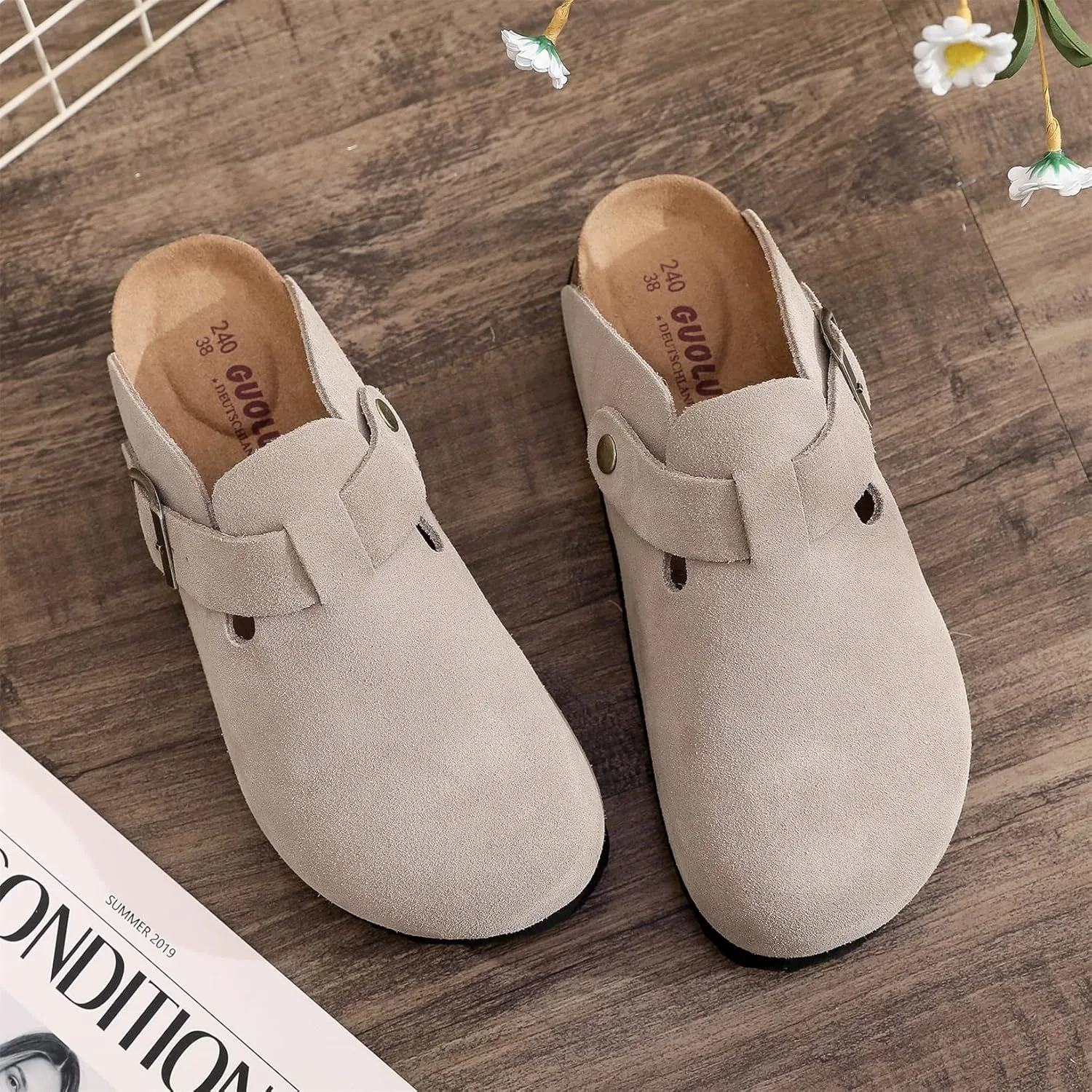 Clogs for Women and Men,Womens Suede Clogs-Mules Womens/Mens House Slipers with Arch Support