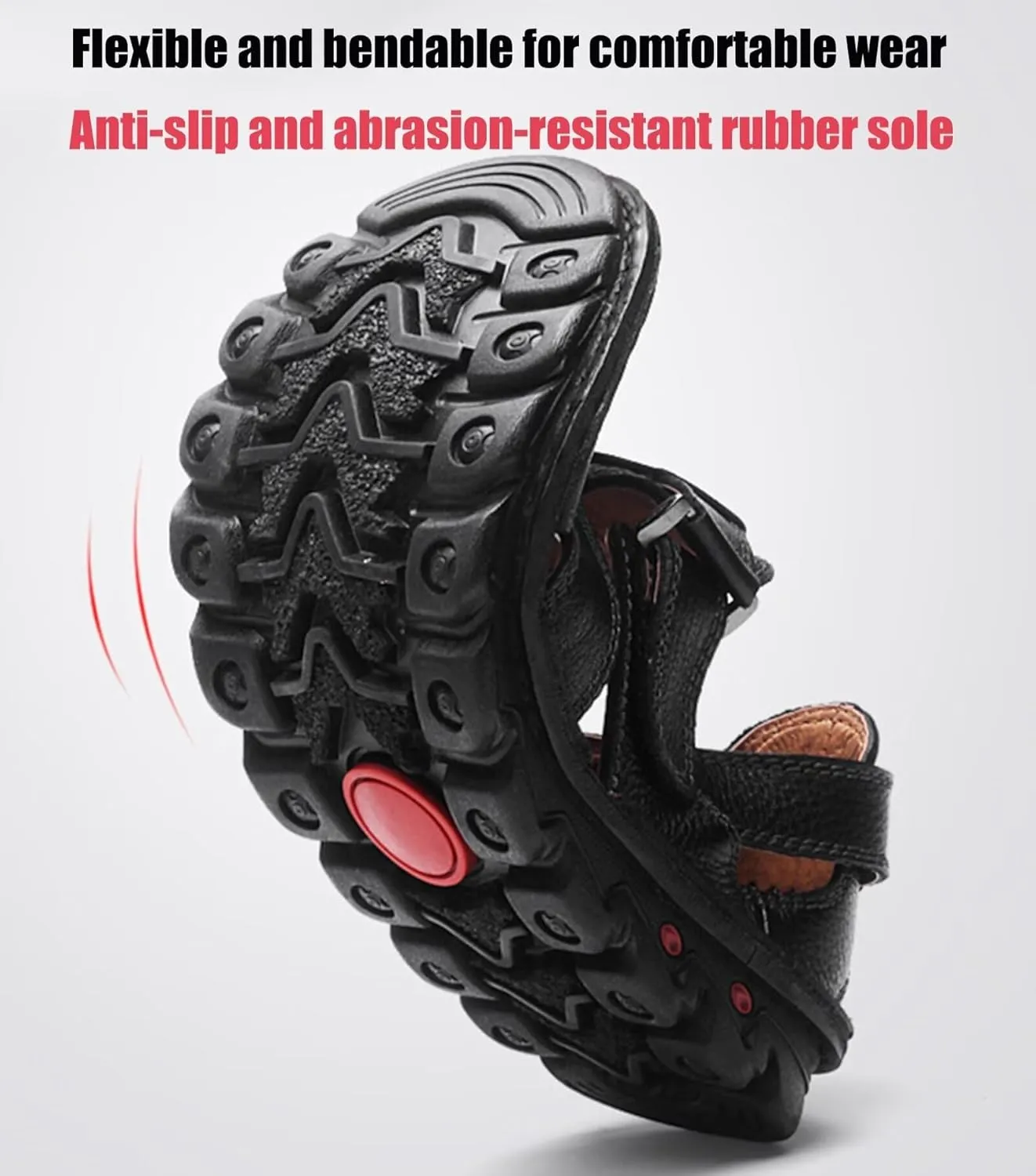 Closed Toe Hiking Sandals Men Leather Casual Trekking Sandals Summer Beach Shoes Sports Outdoor Sandals Breathable Walking Sandals