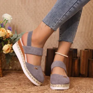 Closed Toe Platform Wedge Sandals Espadrilles Wedges for Women 2025 Dressy Flat Open Toe Comfortable Anti Slip Summer Shoes with Adjustable Buckle Ankle Strap