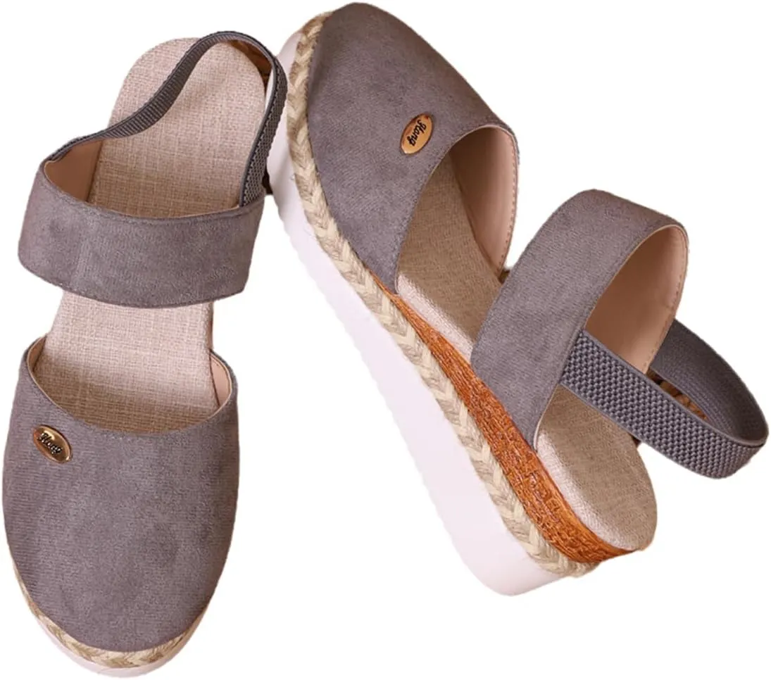 Closed Toe Platform Wedge Sandals Espadrilles Wedges for Women 2025 Dressy Flat Open Toe Comfortable Anti Slip Summer Shoes with Adjustable Buckle Ankle Strap