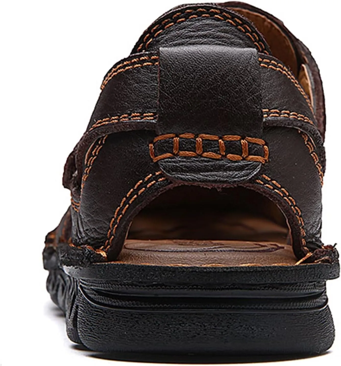 Closed Toe Sandals Leather Sports Outdoor Sandals Summer Waterproof Men's Beach Shoes Casual Trekking Walking Hiking Sandals