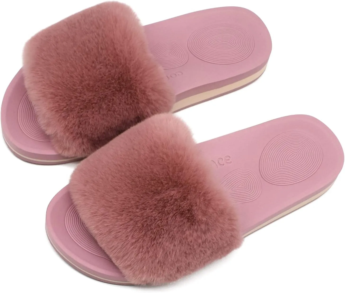 COFACE Womens Slides Fuzzy Slippers Open Toe Fluff Slippers With Arch Support Plantar Fasciitis Orthotic Slippers Women House Shoes