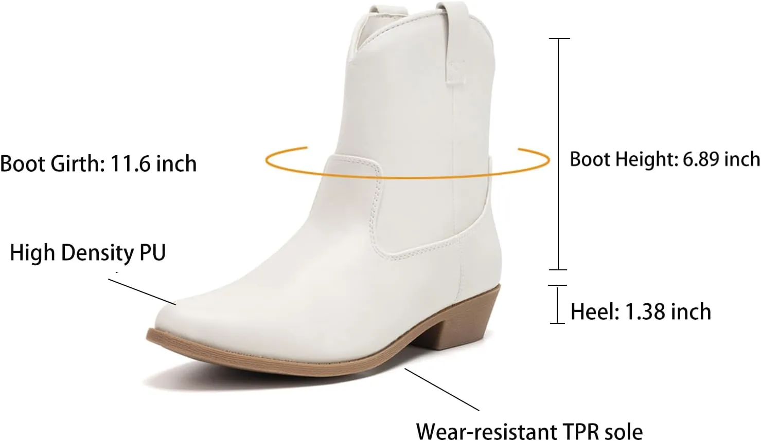 Colgo Women's Ankle Boots - Stylish Cowgirl Boots for Women, Western & Cowboy Boots, Comfortable Fashion Short Boots & Short Booties for Women