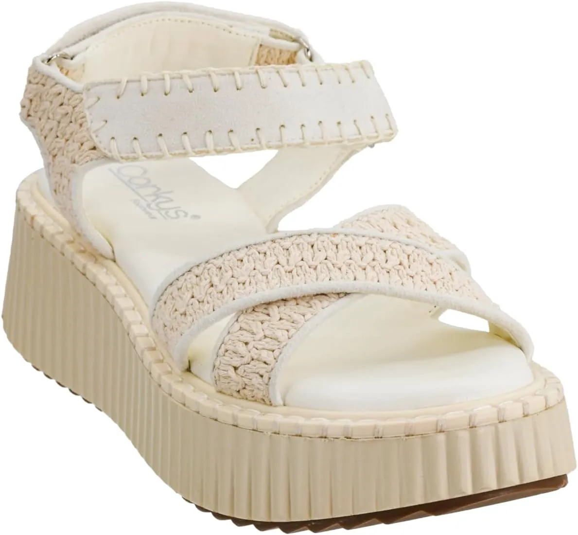 Corkys Footwear Women's Total Catch Sandals: Criss-Cross Style Straps with 1.75-Inch Platform and Secure Hook And Loop Ankle Closure for Comfort and Fashion