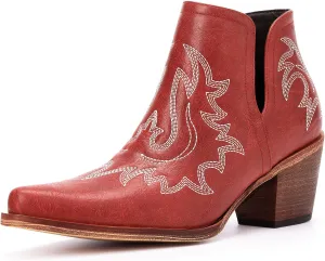 Cowboy Boots for Women - Western Ankle Boots, Chunky Heels Fall Short Booties (UNDERSIZE: PLEASE SELECT SIZE UP)