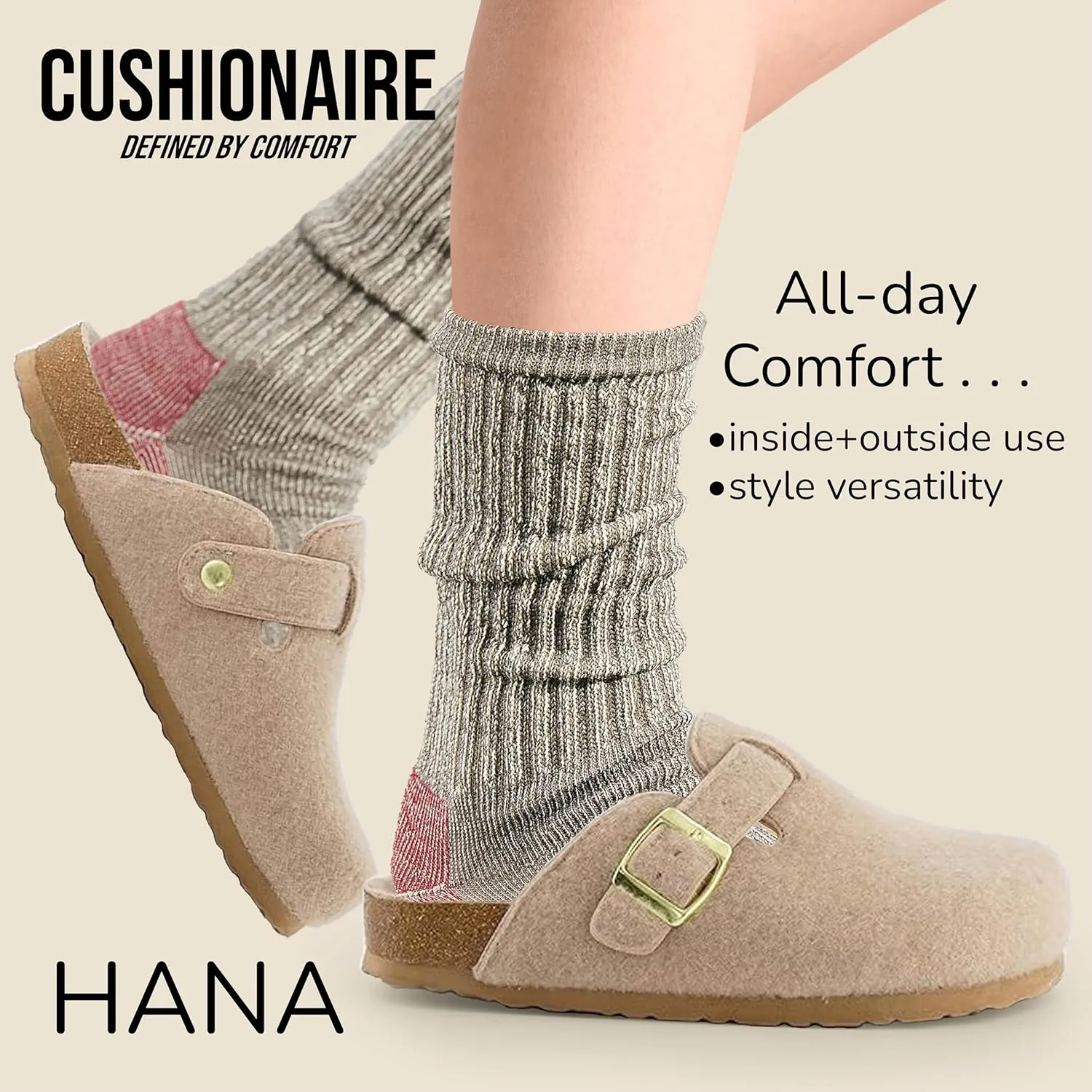 CUSHIONAIRE Hana Slip-On Buckle Clog with Cork Footbed  Memory Foam, Wide Widths Available
