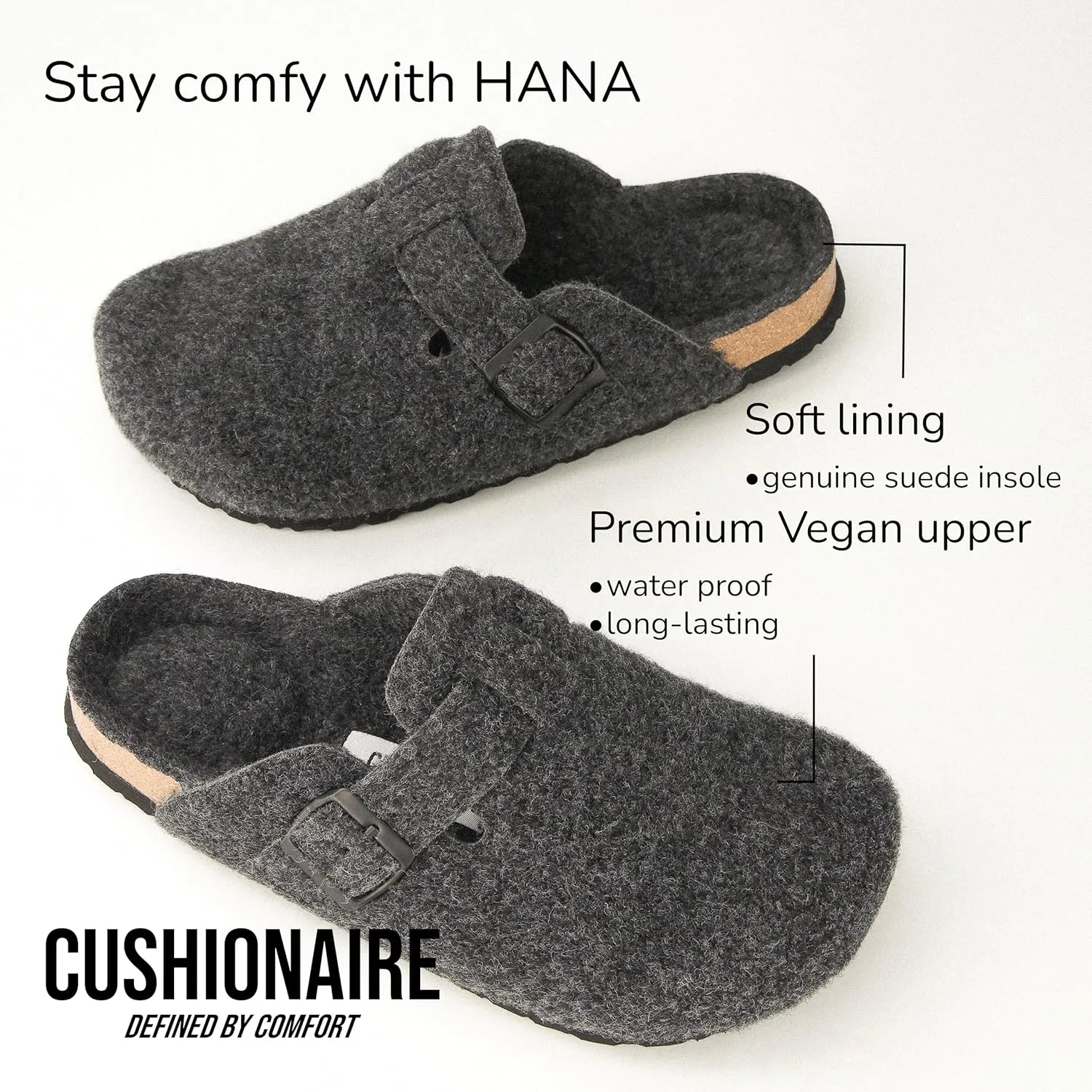 CUSHIONAIRE Hana Slip-On Buckle Clog with Cork Footbed  Memory Foam, Wide Widths Available