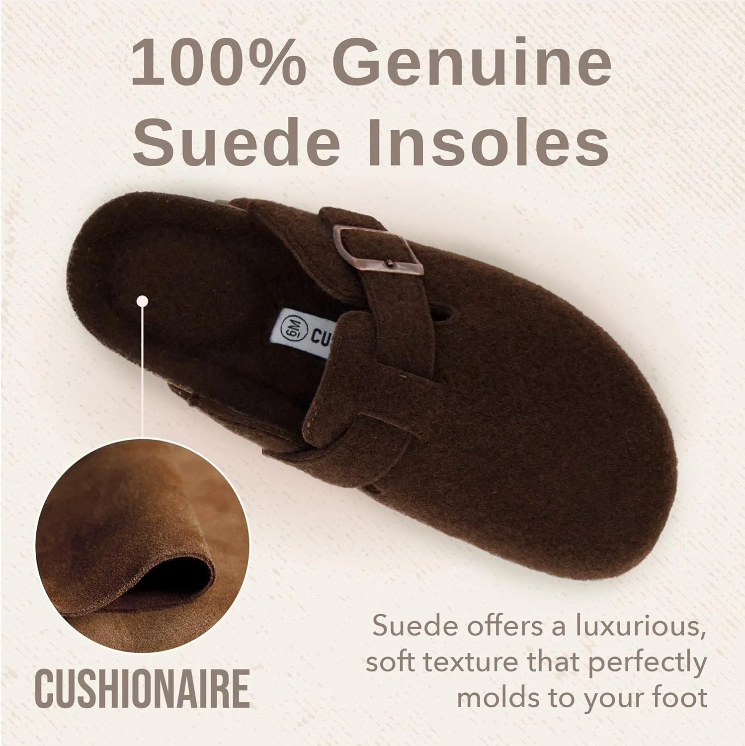CUSHIONAIRE Hana Slip-On Buckle Clog with Cork Footbed  Memory Foam, Wide Widths Available