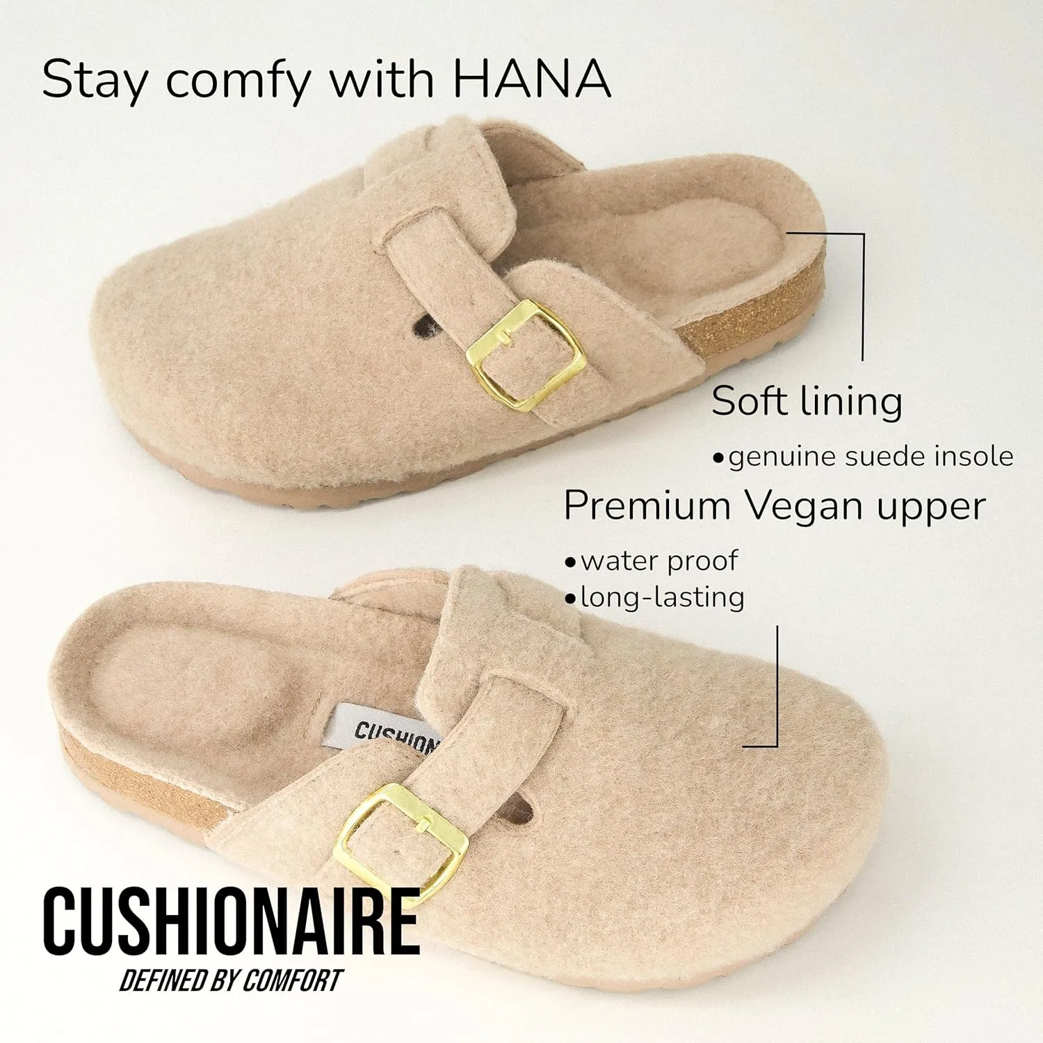 CUSHIONAIRE Hana Slip-On Buckle Clog with Cork Footbed  Memory Foam, Wide Widths Available