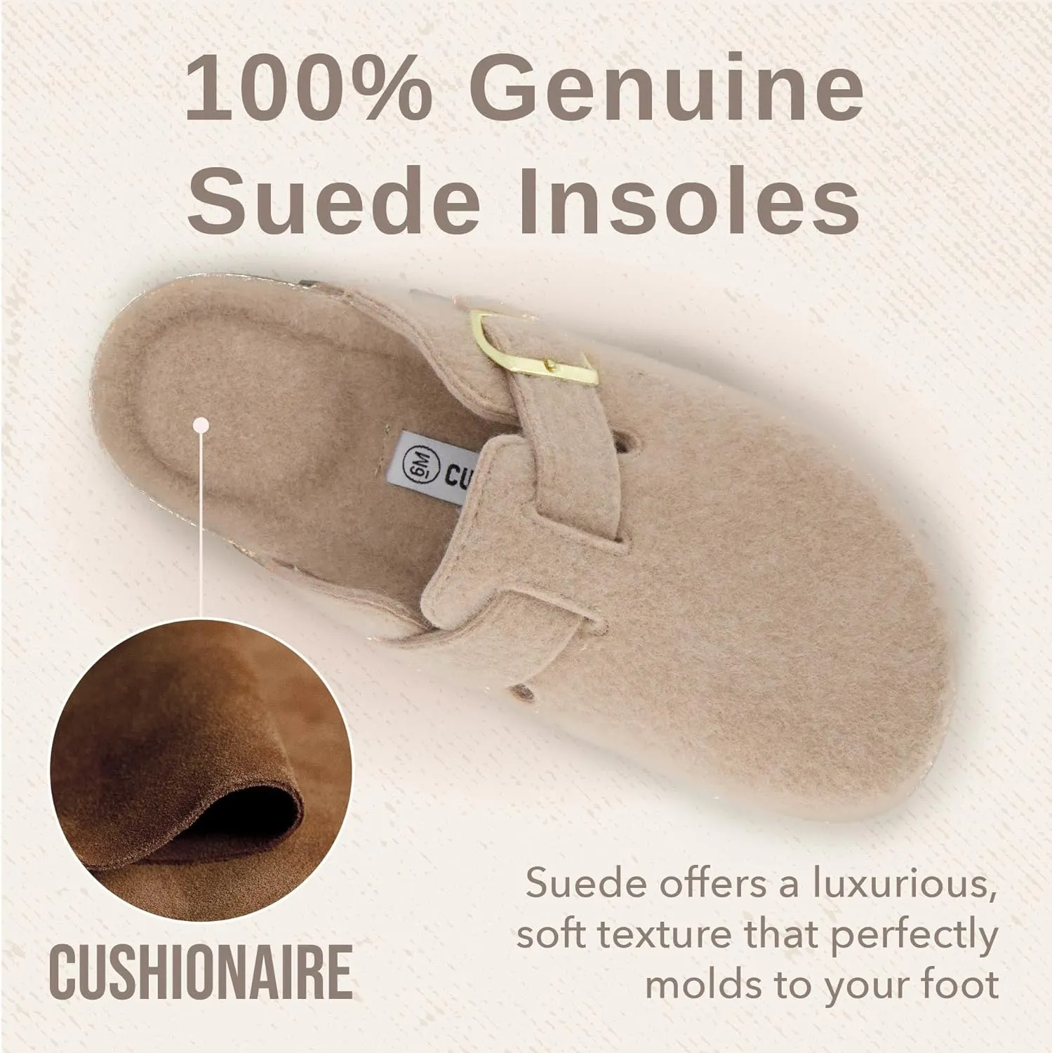 CUSHIONAIRE Hana Slip-On Buckle Clog with Cork Footbed  Memory Foam, Wide Widths Available