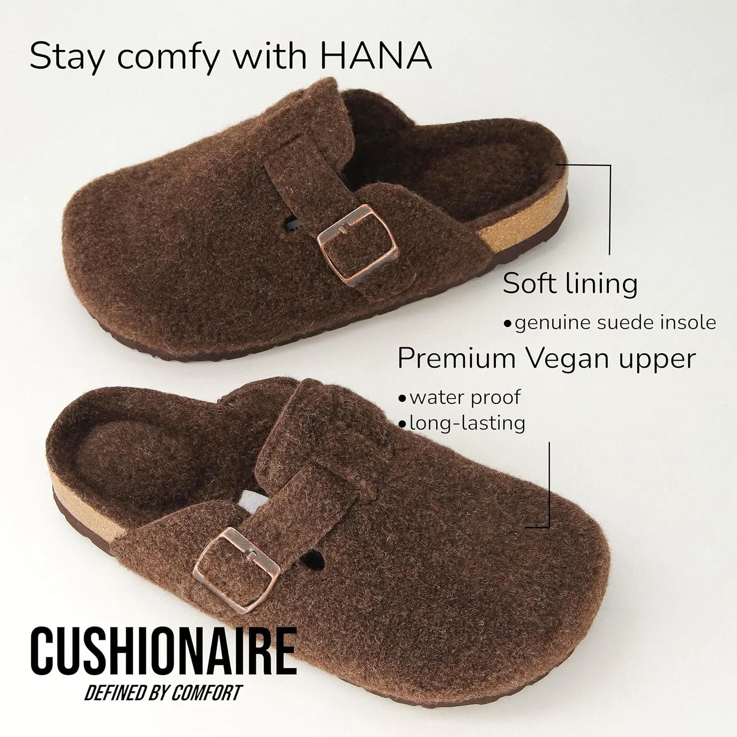 CUSHIONAIRE Hana Slip-On Buckle Clog with Cork Footbed  Memory Foam, Wide Widths Available