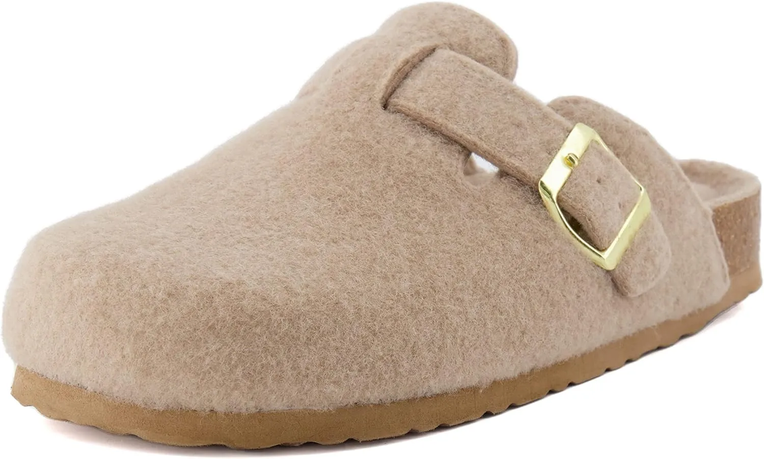 CUSHIONAIRE Hana Slip-On Buckle Clog with Cork Footbed  Memory Foam, Wide Widths Available