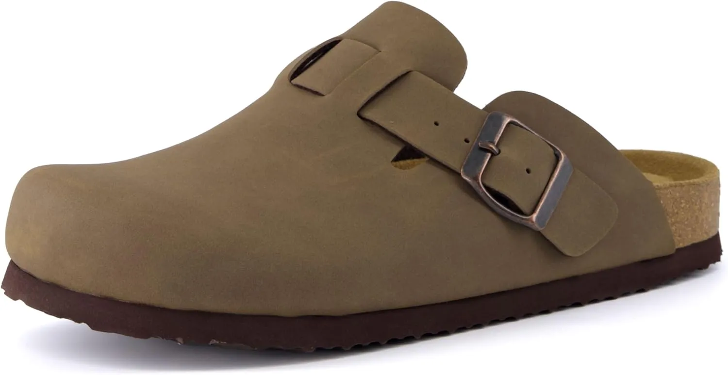 CUSHIONAIRE Hana Slip-On Buckle Clog with Cork Footbed  Memory Foam, Wide Widths Available