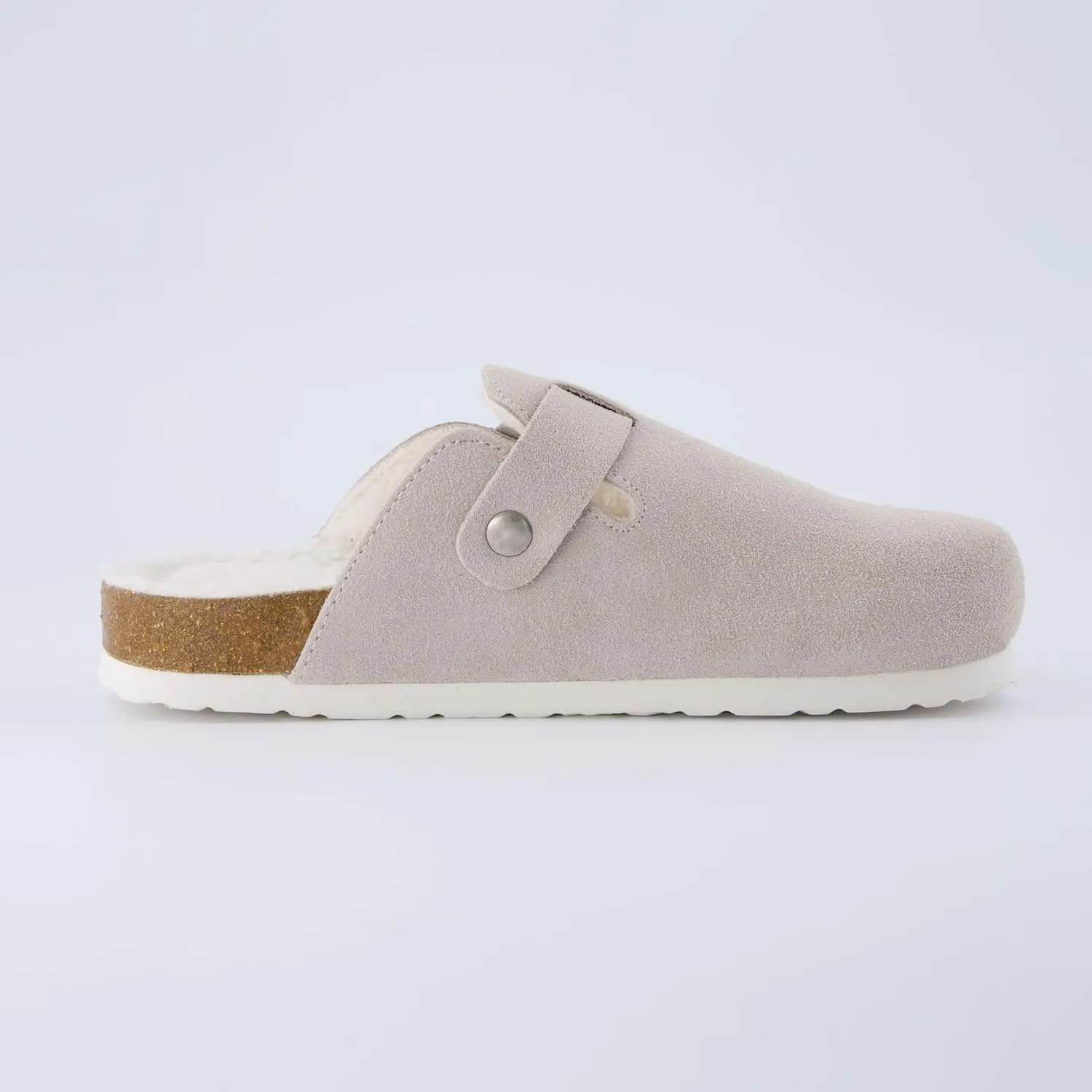 CUSHIONAIRE Women's Hana Cork footbed clog with Genuine Leather upper, Faux Fur lining, and  Comfort