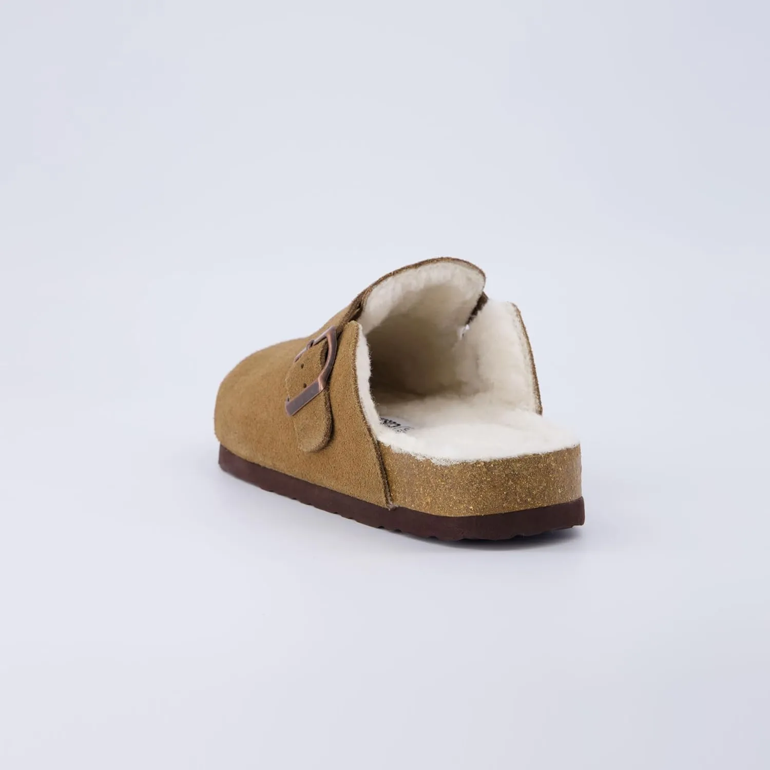 CUSHIONAIRE Women's Hana Cork footbed clog with Genuine Leather upper, Faux Fur lining, and  Comfort