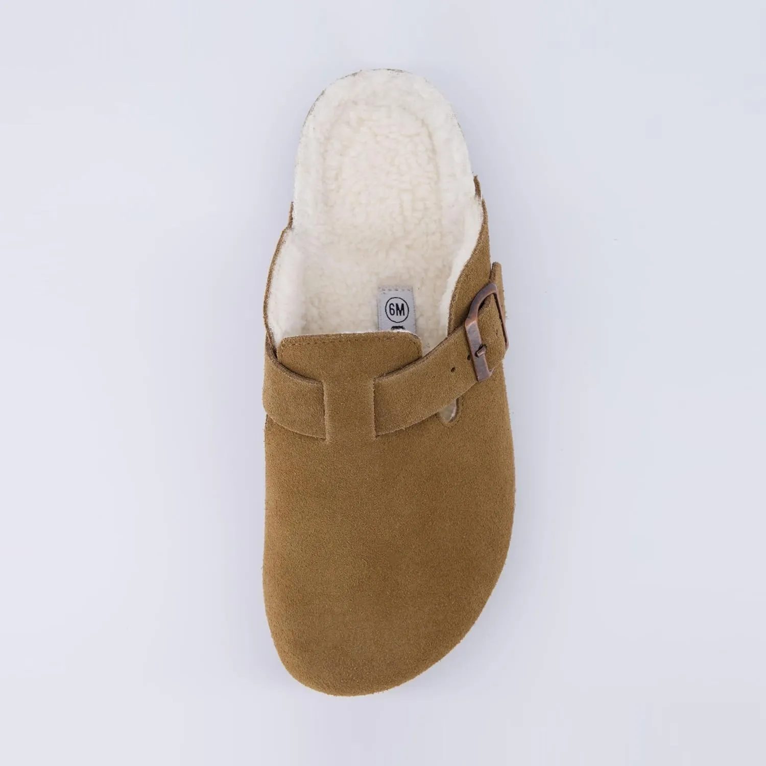 CUSHIONAIRE Women's Hana Cork footbed clog with Genuine Leather upper, Faux Fur lining, and  Comfort