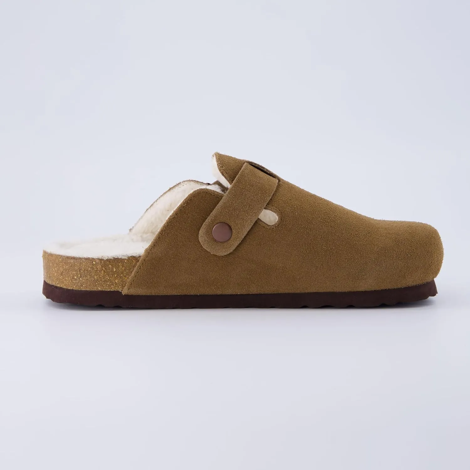 CUSHIONAIRE Women's Hana Cork footbed clog with Genuine Leather upper, Faux Fur lining, and  Comfort