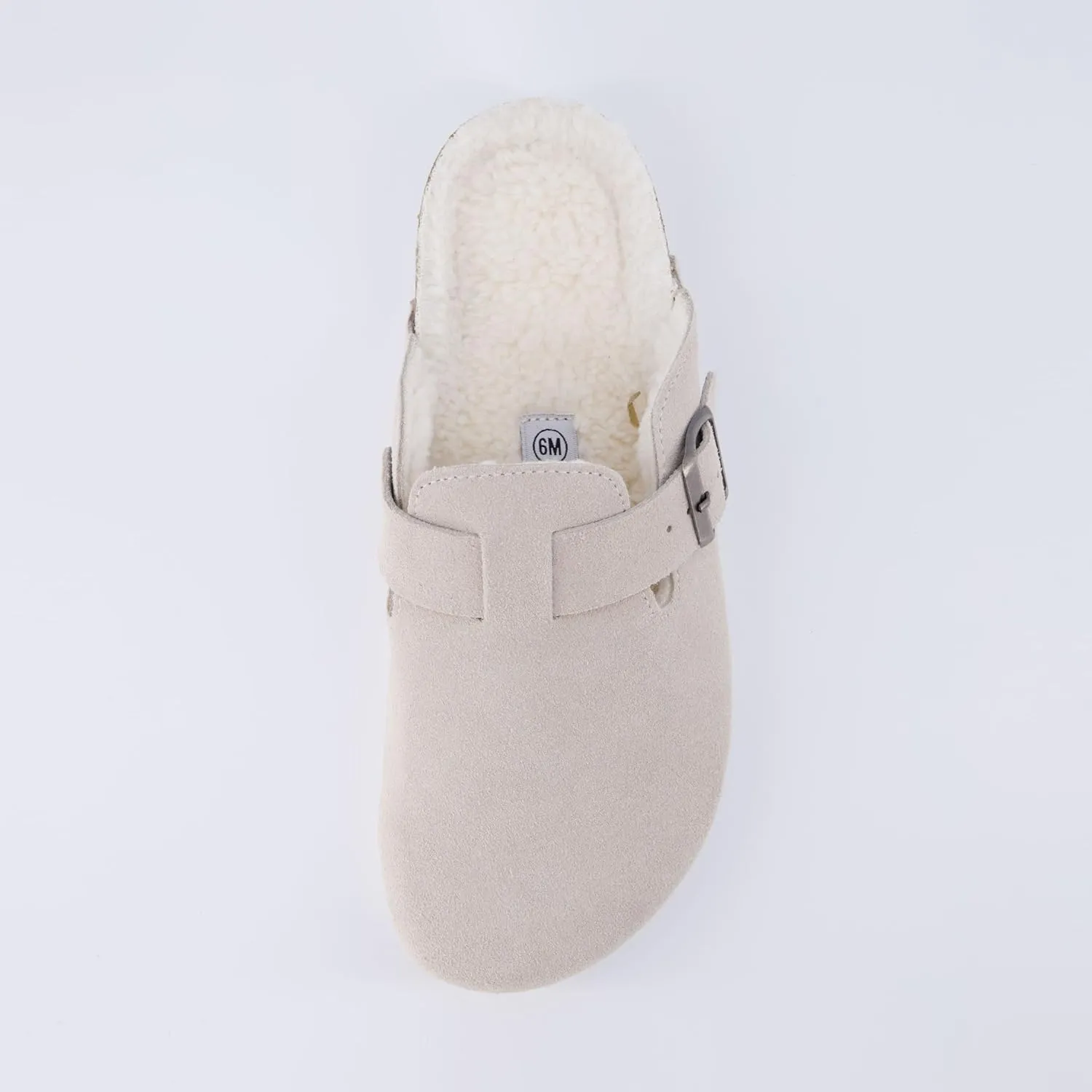 CUSHIONAIRE Women's Hana Cork footbed clog with Genuine Leather upper, Faux Fur lining, and  Comfort