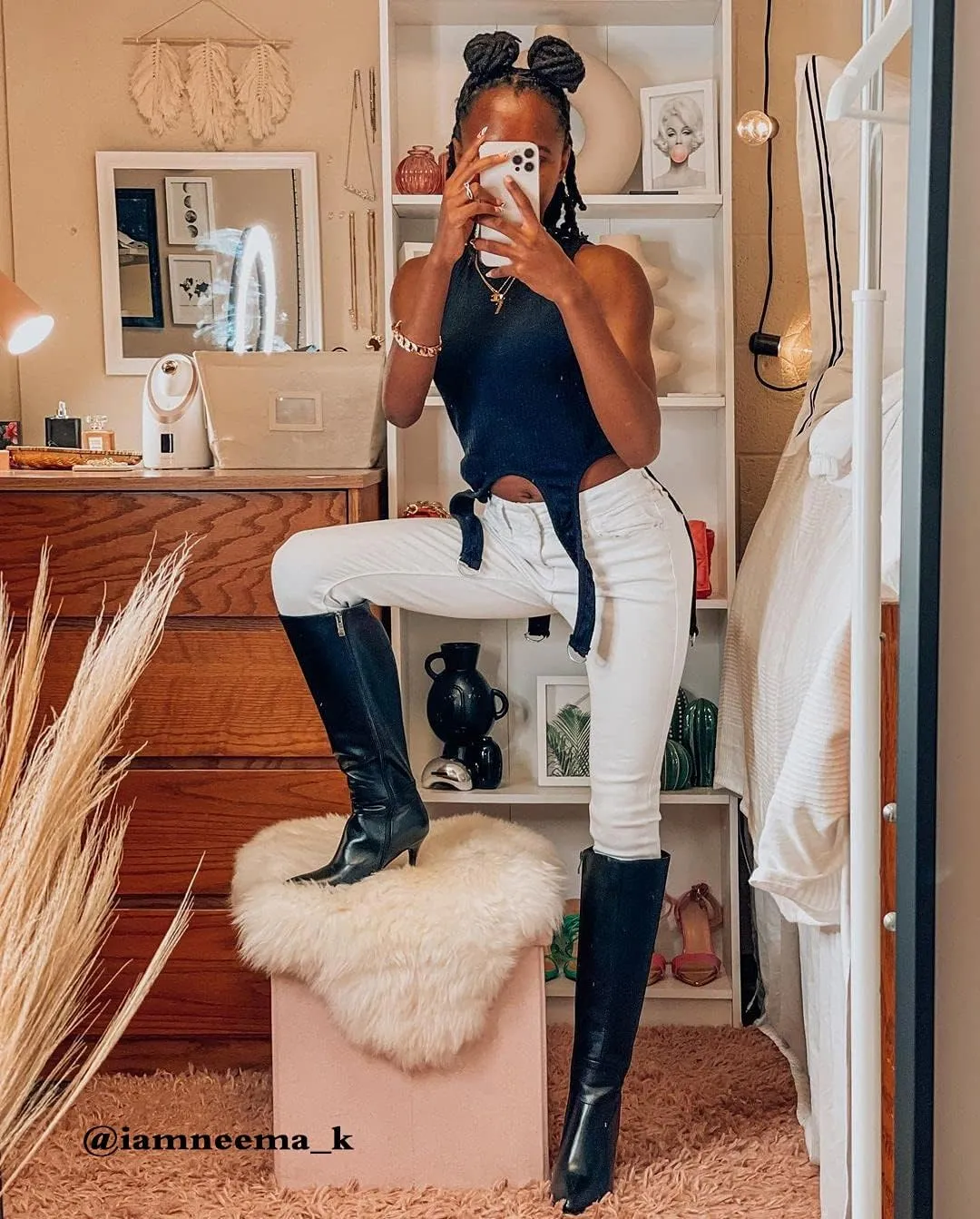 Dance&Style Women's Leather Boots Middle Thin Heels Shoes Zipper Knee High Boots