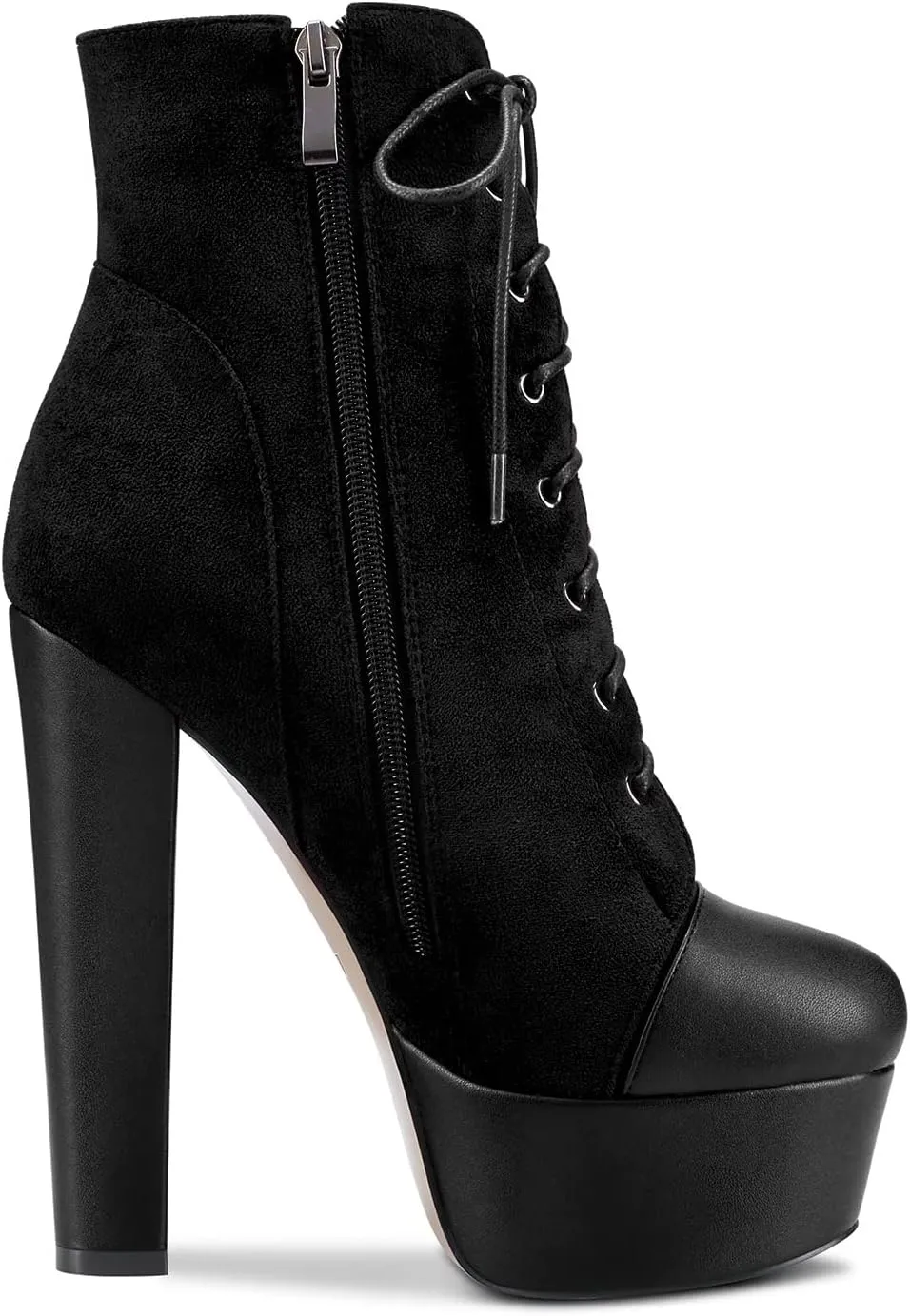DearOnly Women Chunky Block Platform High Heel Round Toe Ankle Boots Short Bootie Zipper Party Cute Boots