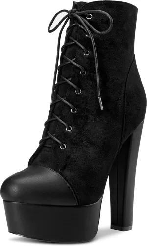 DearOnly Women Chunky Block Platform High Heel Round Toe Ankle Boots Short Bootie Zipper Party Cute Boots