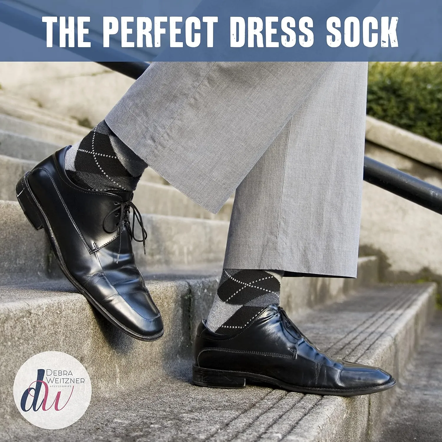 Debra Weitzner Mens Dress Socks with Gift Box - Cotton Colorful Classic Argyle Sock - Patterned Crew Socks for Men 6 Pairs