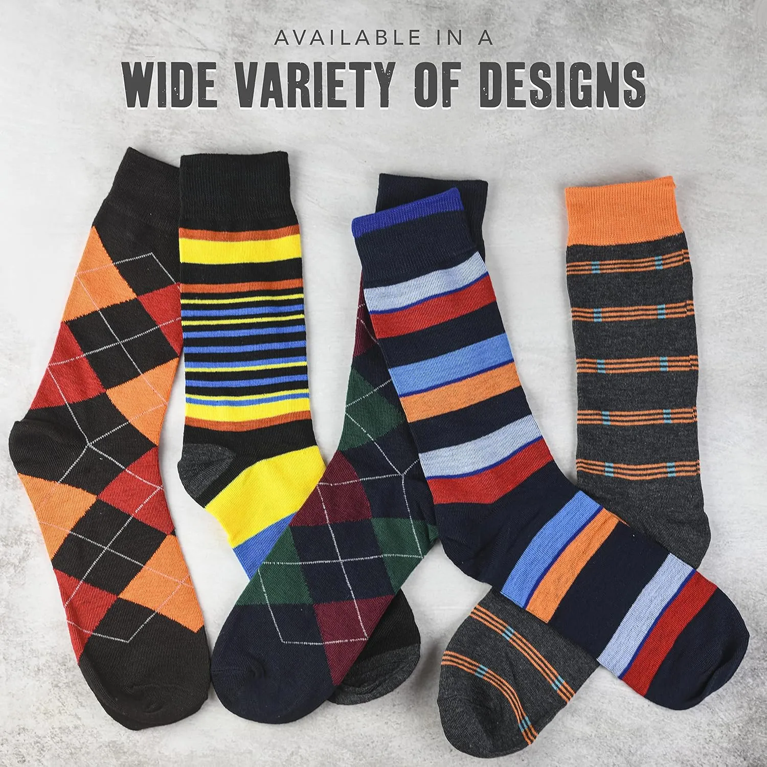 Debra Weitzner Mens Dress Socks with Gift Box - Cotton Colorful Classic Argyle Sock - Patterned Crew Socks for Men 6 Pairs