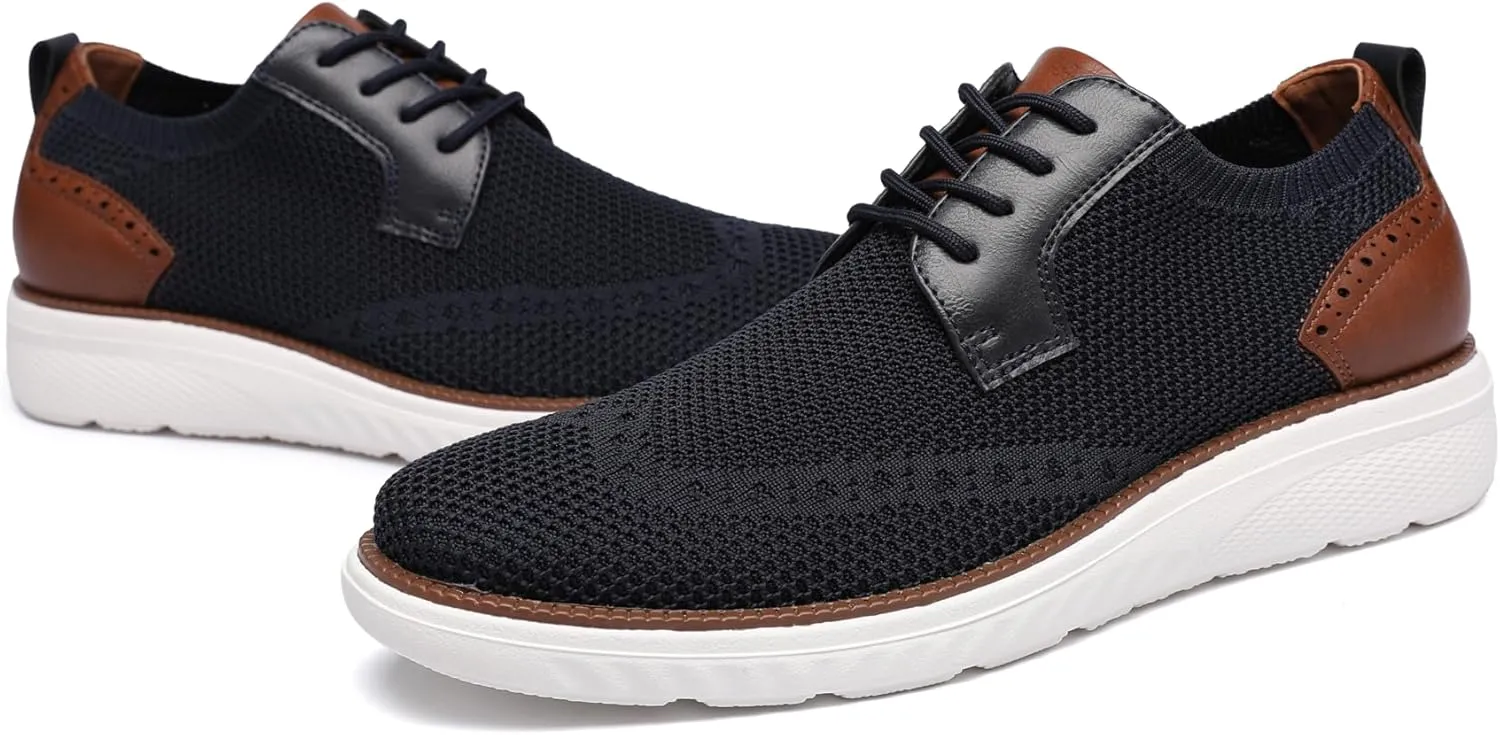 DECARSDZ Men's Casual Oxfords Shoes Breathable Knit Leisure Mesh Sneakers Lace-Up Lightweight Walking Fashion Sneaker
