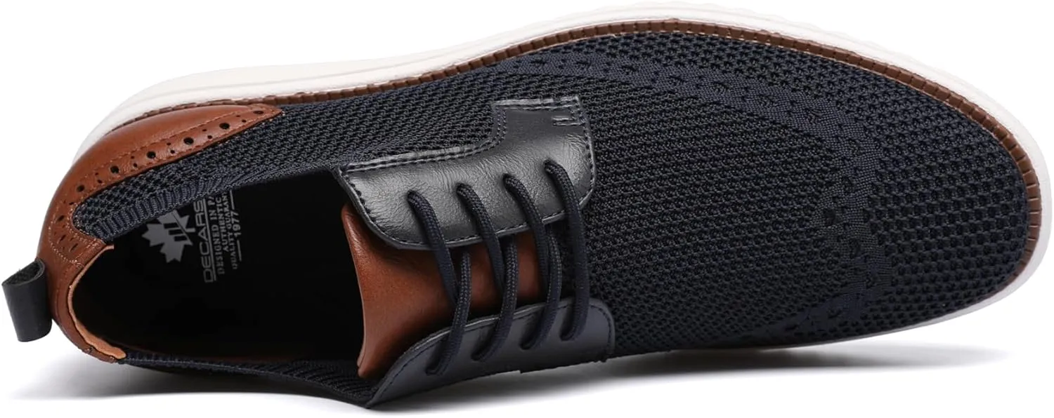 DECARSDZ Men's Casual Oxfords Shoes Breathable Knit Leisure Mesh Sneakers Lace-Up Lightweight Walking Fashion Sneaker
