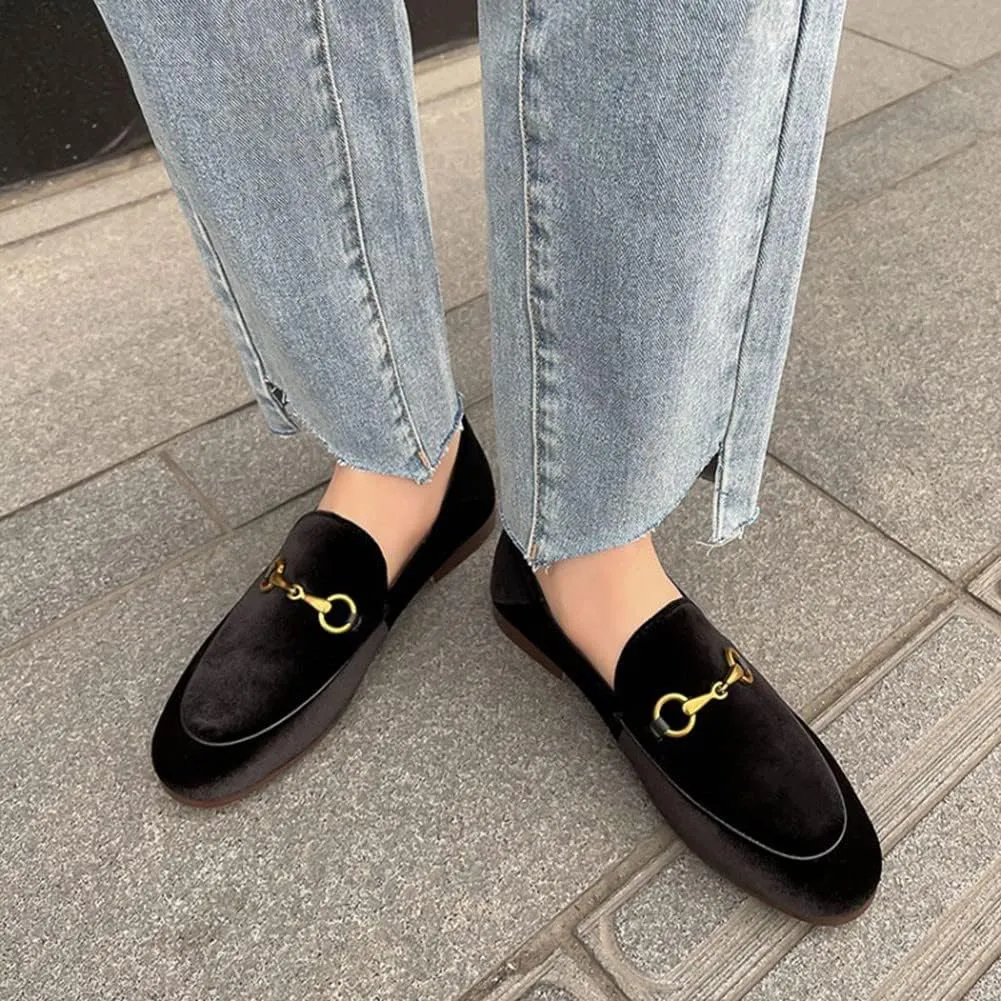 Divanne Loafers for Women, Womens Loafer Flats Gold Chain Penny Loafers Slip On Fur Loafer Mules