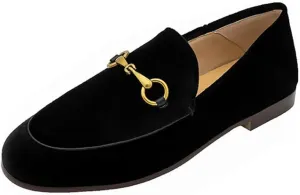 Divanne Loafers for Women, Womens Loafer Flats Gold Chain Penny Loafers Slip On Fur Loafer Mules