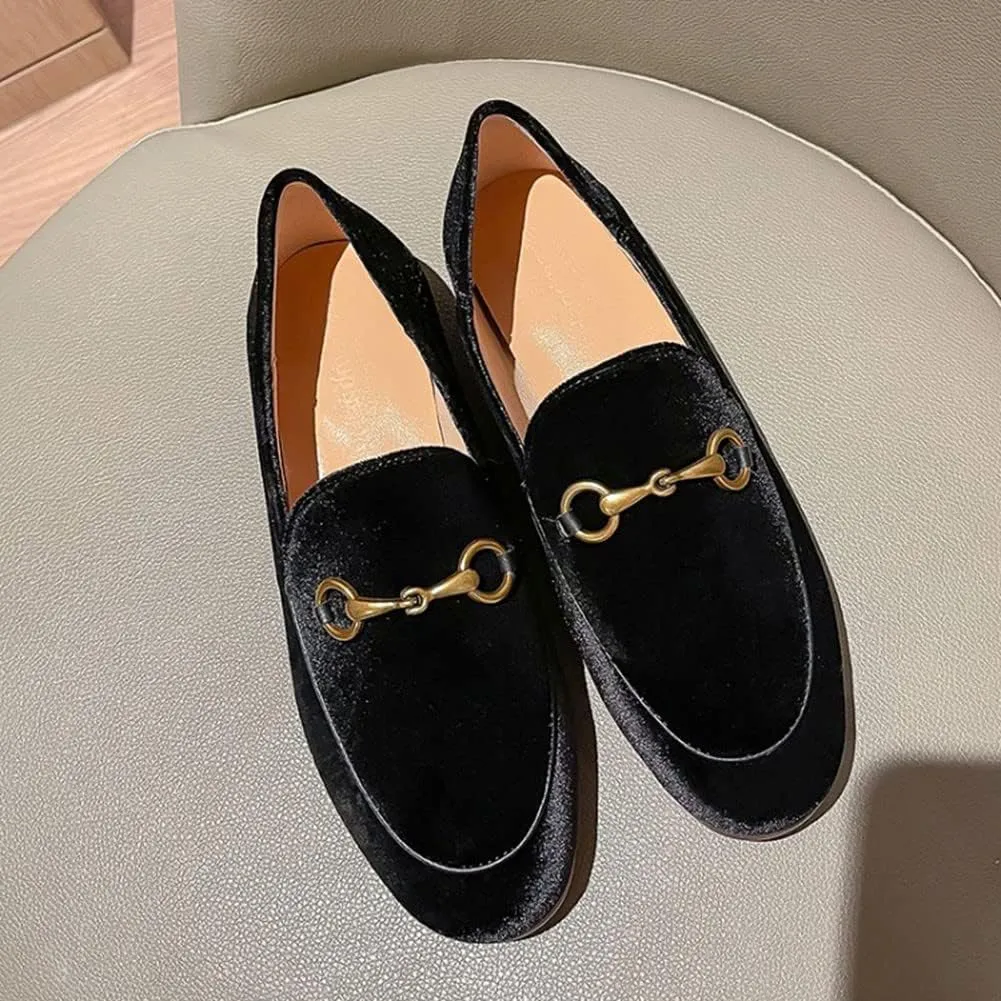 Divanne Loafers for Women, Womens Loafer Flats Gold Chain Penny Loafers Slip On Fur Loafer Mules