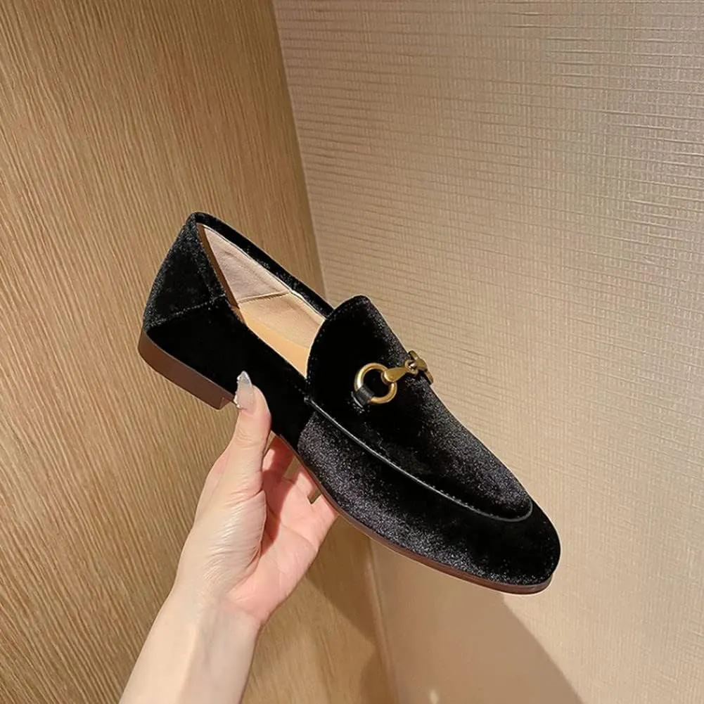 Divanne Loafers for Women, Womens Loafer Flats Gold Chain Penny Loafers Slip On Fur Loafer Mules