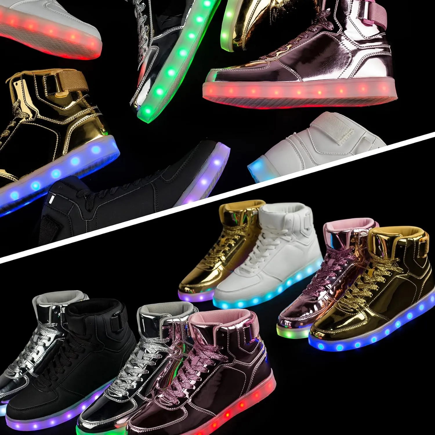 DIYJTS Kids LED Light Up Shoes, Fashion High Top LED Sneakers USB Rechargeable Glowing Luminous Shoes for Boys Girls Toddler Child