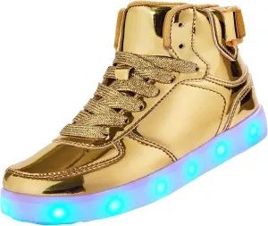 DIYJTS Kids LED Light Up Shoes, Fashion High Top LED Sneakers USB Rechargeable Glowing Luminous Shoes for Boys Girls Toddler Child