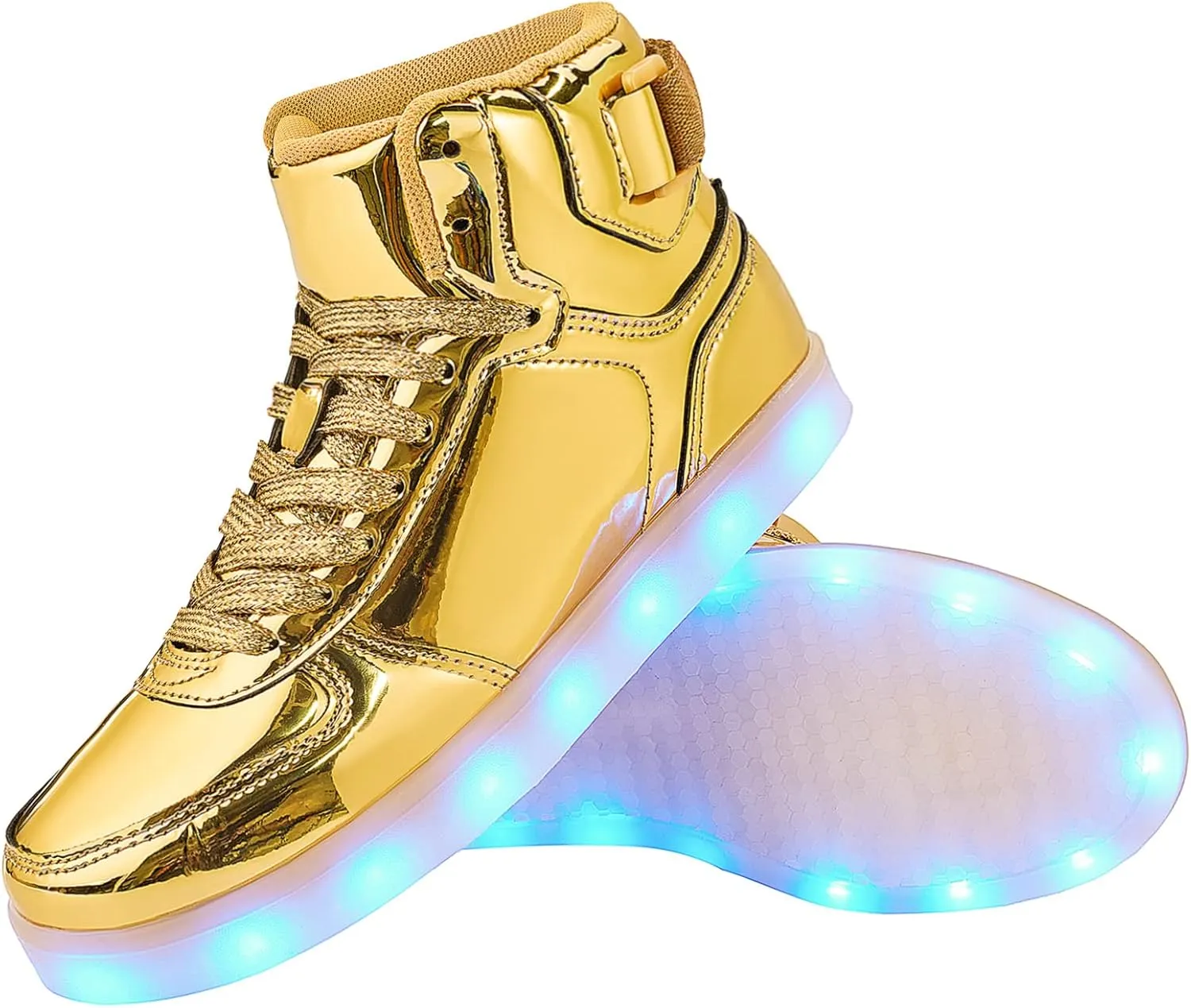 DIYJTS Kids LED Light Up Shoes, Fashion High Top LED Sneakers USB Rechargeable Glowing Luminous Shoes for Boys Girls Toddler Child