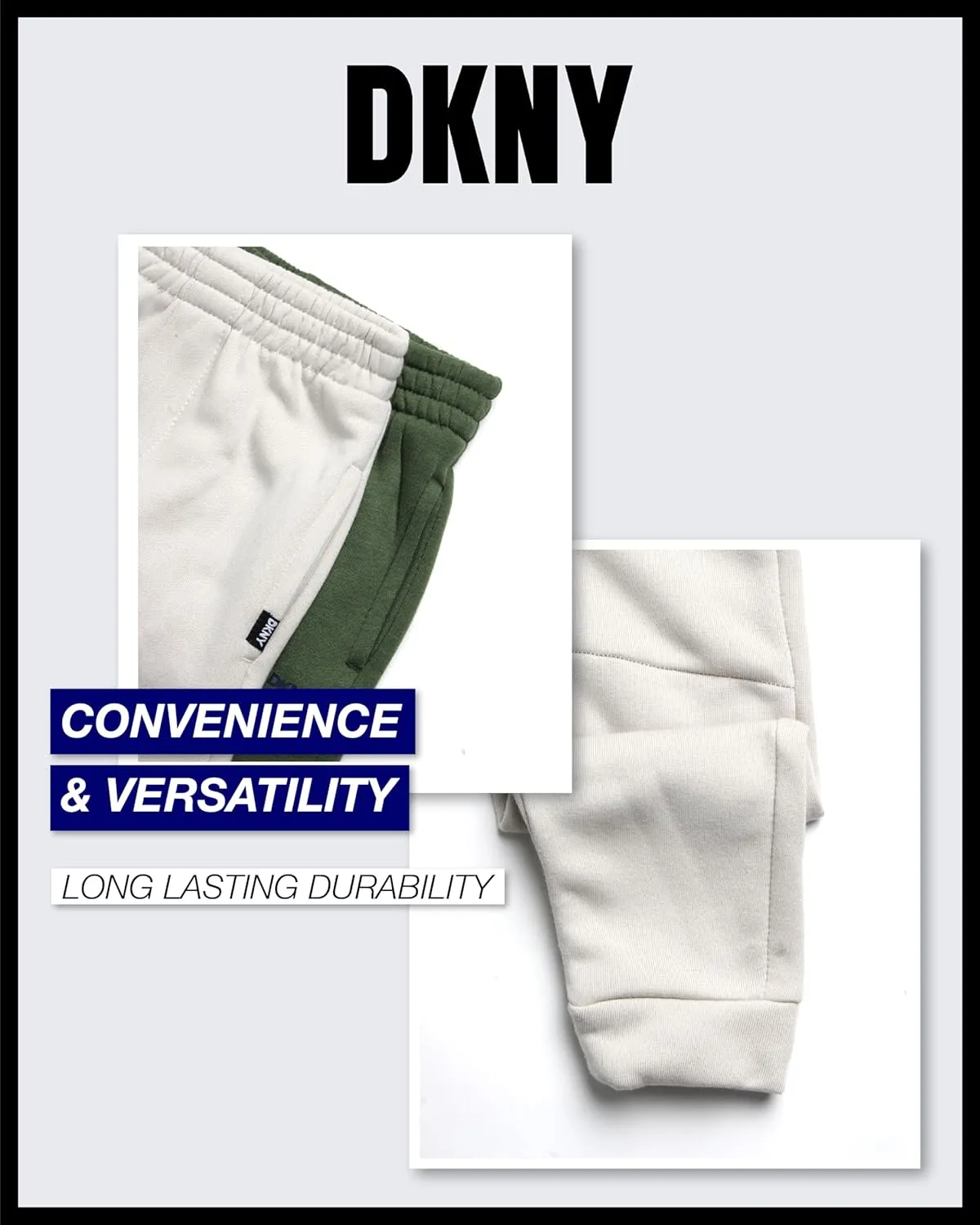 DKNY Baby Boys’ Sweatpants - 2 Pack Breathable Athletic Performance Fleece Jogger Pants with Side Pockets (Sizes: 2T-7)
