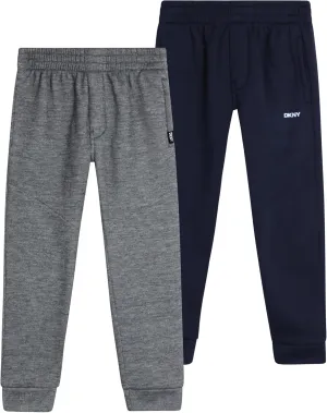DKNY Baby Boys’ Sweatpants - 2 Pack Breathable Athletic Performance Fleece Jogger Pants with Side Pockets (Sizes: 2T-7)