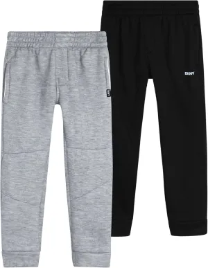 DKNY Baby Boys’ Sweatpants - 2 Pack Breathable Athletic Performance Fleece Jogger Pants with Side Pockets (Sizes: 2T-7)