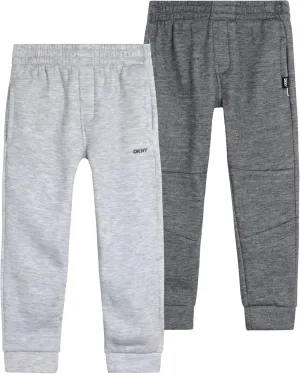 DKNY Baby Boys’ Sweatpants - 2 Pack Breathable Athletic Performance Fleece Jogger Pants with Side Pockets (Sizes: 2T-7)