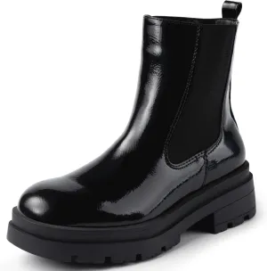 Dodow Womens Chelsea Boots Chunky Heel High Elastic Slip On Ankle Booties