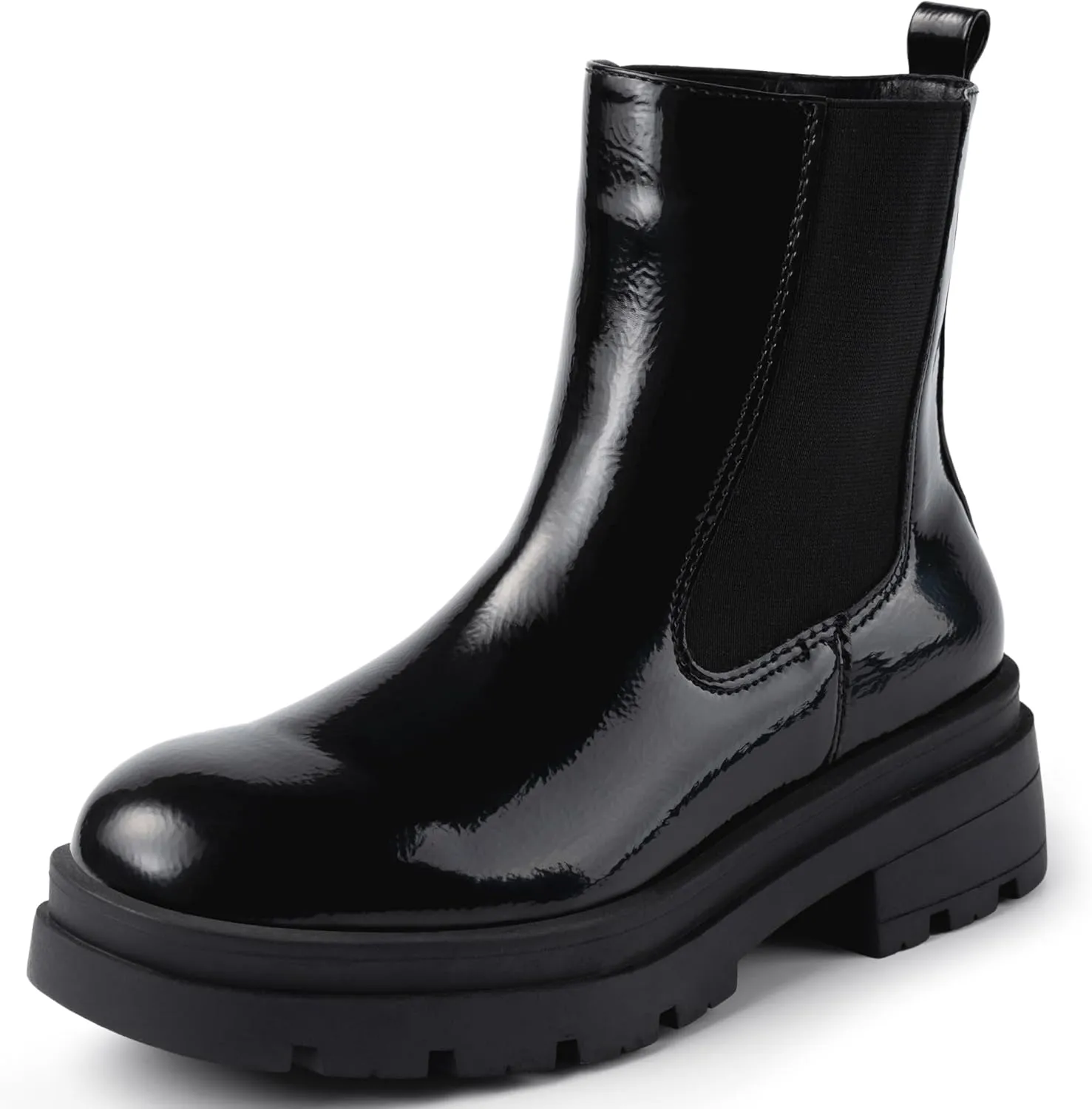 Dodow Womens Chelsea Boots Chunky Heel High Elastic Slip On Ankle Booties
