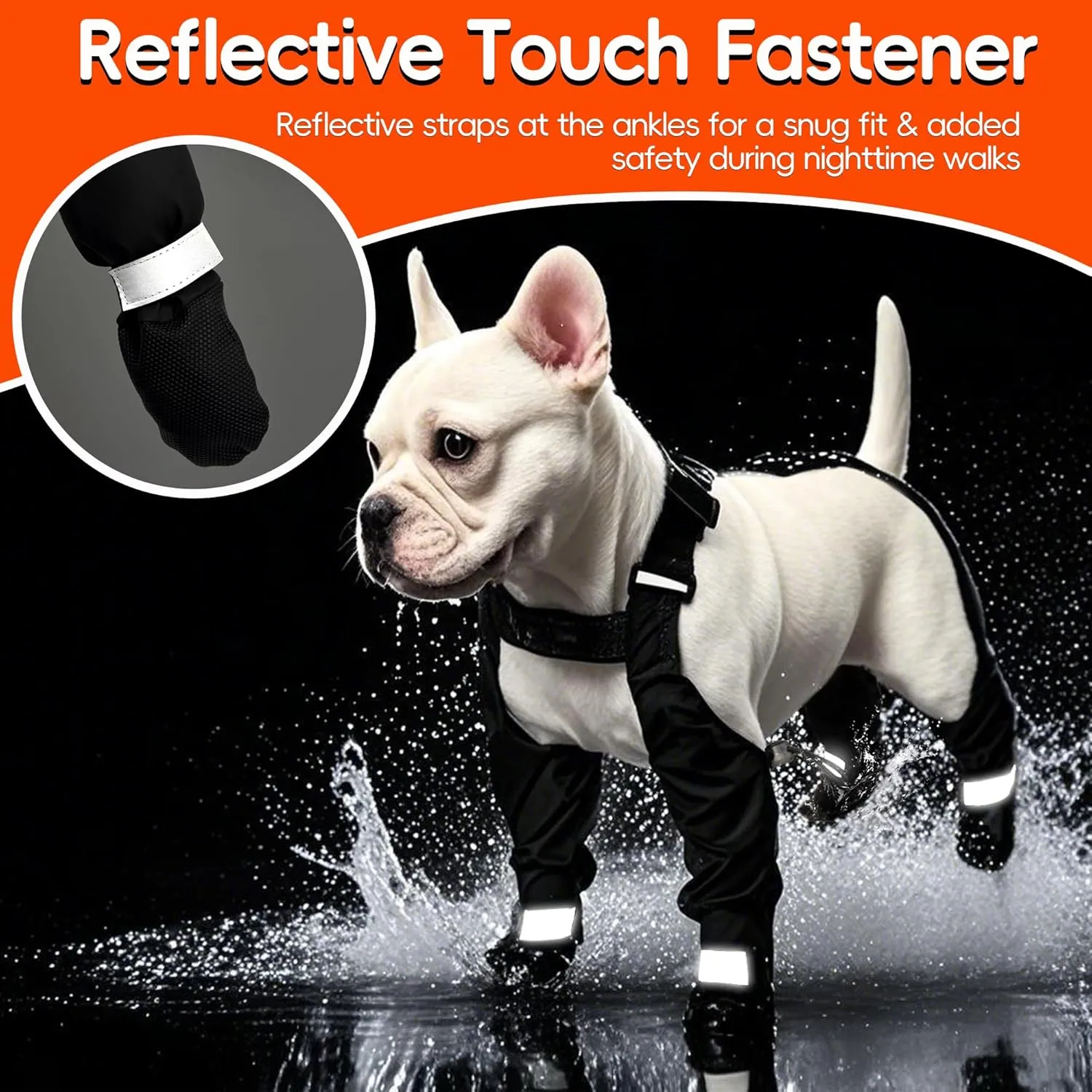 Dog Suspender Boots, Large Dog Rain Boots, Waterproof Doggy Winter Boot Snow Pants, Paw Protectors Legging Shoes with Suspenders, Anti-Slip Reflective Rain Boot for Walk Hike Outdoor Snowy (Black,XL)