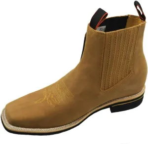 Dona Michi Men Genuine Leather Square Toe Short Ankle Boots Handcrafted