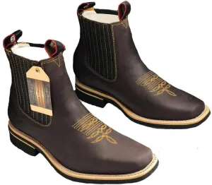 Dona Michi Men Genuine Leather Square Toe Short Ankle Boots Handcrafted