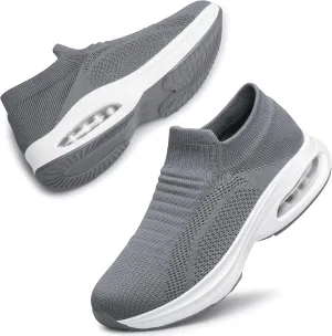 DOUSSPRT Womens Walking Shoes Slip on Sock Sneakers Lady Girls Nurse Mesh Air Cushion Platform Loafers Fashion Casual