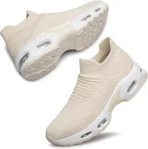 DOUSSPRT Womens Walking Shoes Slip on Sock Sneakers Lady Girls Nurse Mesh Air Cushion Platform Loafers Fashion Casual