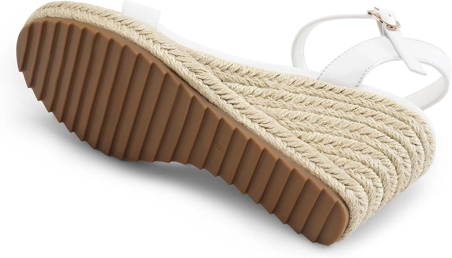 DREAM PAIRS Espadrilles Wedge Sandals for Women, Women's Open Toe Summer Dressy Sandals with Adjustable Ankle Strap and Soft Footbed